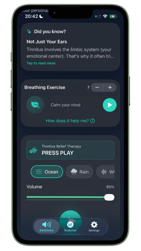 Earpeace app: Start the Notch Therapy